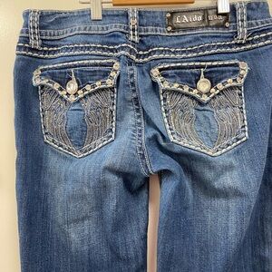 La idol studded denim jean junior size 9 angel wings on pockets